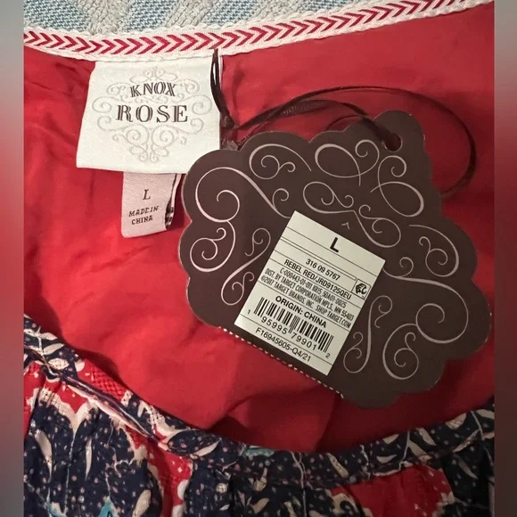 Knox Rose Women's Red Floral Bohemian Maxi Dress - Large NWT - Picture 6 of 9